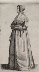 Los Varios Hábitos de las Mujeres Inglesas, desde la Nobleza hasta las Mujeres del Campo en estos tiempos: La Mujer con Tijeras