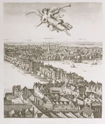 Vista de Londres, publicada en 1647 (copia facsímil) (detalle)
