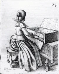 Mujer tocando un teclado, 1635