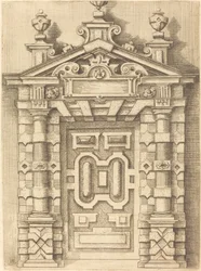 Puerta con frontón