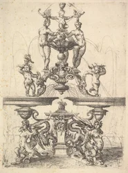 Diseño para una fuente, Placa 119 de Architectura de Dietterlin, 1598