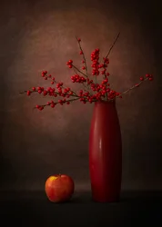 Naturaleza muerta con bayas rojas