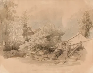 Paisaje noruego con molino
