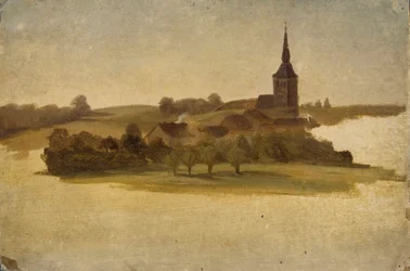 Vista hacia la iglesia de Erkrath, estudio