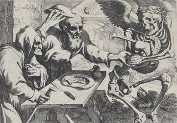 Pareja de Ancianos y la Muerte con Gaitas, 1612