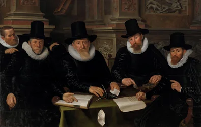Cuatro regentes y el "padre de familia" del asilo de leprosos de Ámsterdam
Cuatro regentes y el "padre de familia" del asilo de leprosos de Ámsterdam