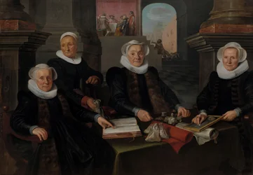 Tres regentes y la "madre de la casa" del asilo de leprosos de Ámsterdam
Tres regentes y la "madre de la casa" del Asilo de Leprosos de Ámsterdam