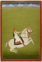 Rajput montado, principios del siglo XIX (gouache sobre papel)