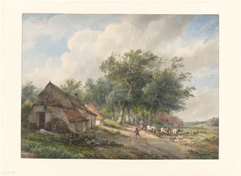 Paisaje con granjas y ganado