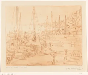 Barcos amarrados en la orilla del Ganges en Benarés - Barcos descargando II (título original)