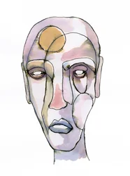 Rostro contemplativo abstracto