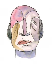 Rostro pensativo abstracto