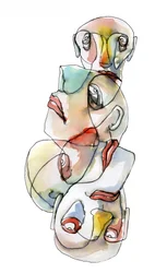 Caras abstractas apiladas