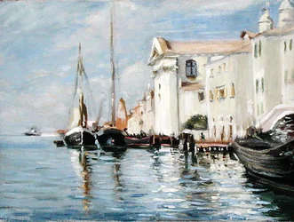 El paseo marítimo, Giudecca, Venecia (óleo sobre lienzo)