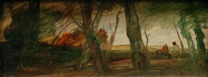 Paisaje de finales de otoño con dos figuras