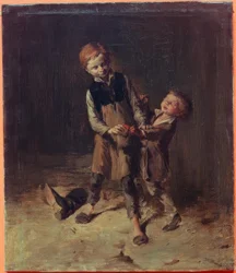 W. Busch, Dos niños zapateros peleando..