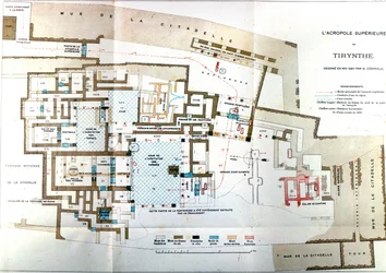 Mapa de la antigua ciudad de Grecia Tiryns, Heinrich Schliemann, París