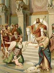 Juicio de Salomón (litografía en color)