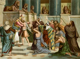 El reconocimiento de José (litografía en color)
