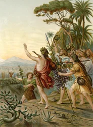Los exploradores de la tierra de Canaán (litografía en color)
