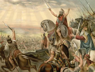 Maravillosa victoria contra los amorreos (litografía en color)
