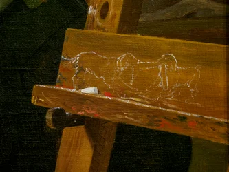 Un joven artista (Ditlev Blunck) examinando un boceto en un espejo, detalle