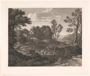 Paisaje arcádico con monumentos funerarios