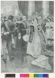 El emperador Francisco José I y el zar Nicolás II en Petersburgo tras la gran cena de gala