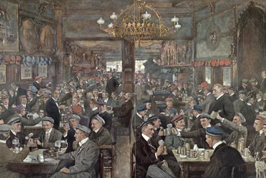 La brasserie estudiantil del Thuringer Hof en Leipzig, c.1900