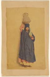 Mujer cargando jarras de agua