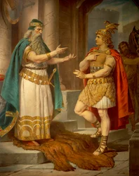 El Rey Sigurd se encuentra con el sabio ermitaño Grypin, de la Saga de Sigurd, Salón Inferior, c.1882-83