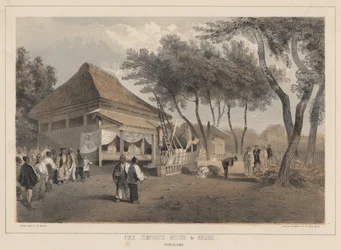 Casa y motor de la compañía de bomberos, Yokohama, 1855