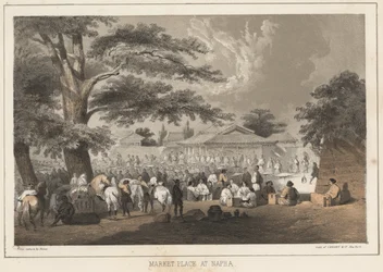 Plaza del mercado en Napha, 1855