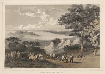Vista de Hakodadi desde Snow Peak, 1855