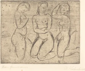 Tres mujeres arrodilladas