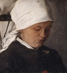 Campesina con un pañuelo blanco en la cabeza, 1885