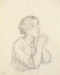 Italiana rezando, retrato de busto