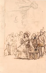 El príncipe turco Mehemet Aly como caballero de la condesa Danner durante su visita a Copenhague, mayo de 1859
