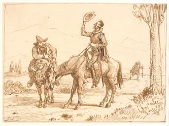Don Quijote contempla su casco