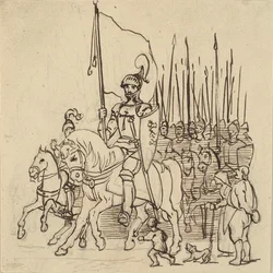 Holger Danske al frente de sus jinetes