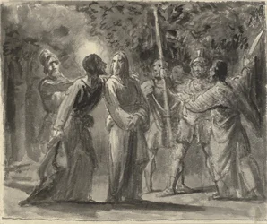 Jesús es besado por Judas en el Huerto de Getsemaní