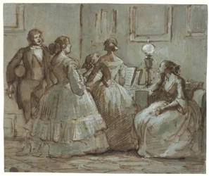 Escena de sociedad de Copenhague, haciendo música