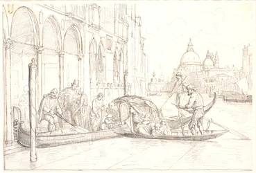 Desembarco en el Gran Canal en Venecia