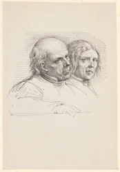 Estudio de retrato de dos campesinos suecos