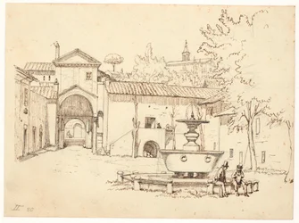 Patio romano con fuente