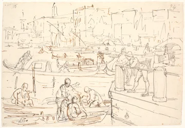 Escena en la ribera en Venecia