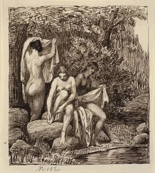 Tres mujeres bañándose