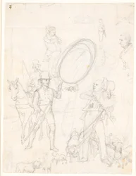 Boceto para la pintura "Escena callejera en los días de perros"