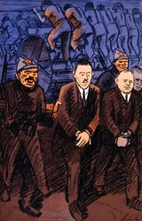 Caricatura de ingenieros alemanes en Rusia, de la revista "Simplicissmus".