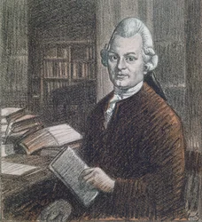 Retrato de Gotthold Ephraim Lessing (1729-81), ilustración de la revista "Simplicissimus".